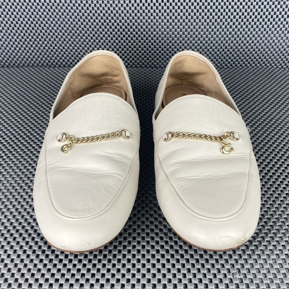 Coach Hanna Loafers Womens 9.5 B Cream Leather Slip On Shoes  Almond Toe Casual - Picture 7 of 12